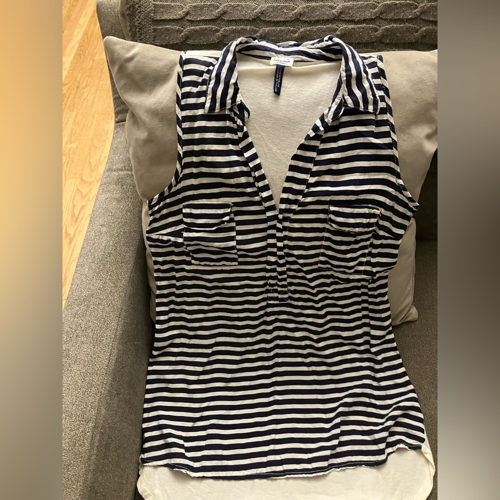 Splendid Navy and White Striped Tank Top